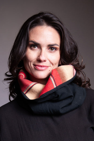 Reversible Cowl - Red Stripe / Black
