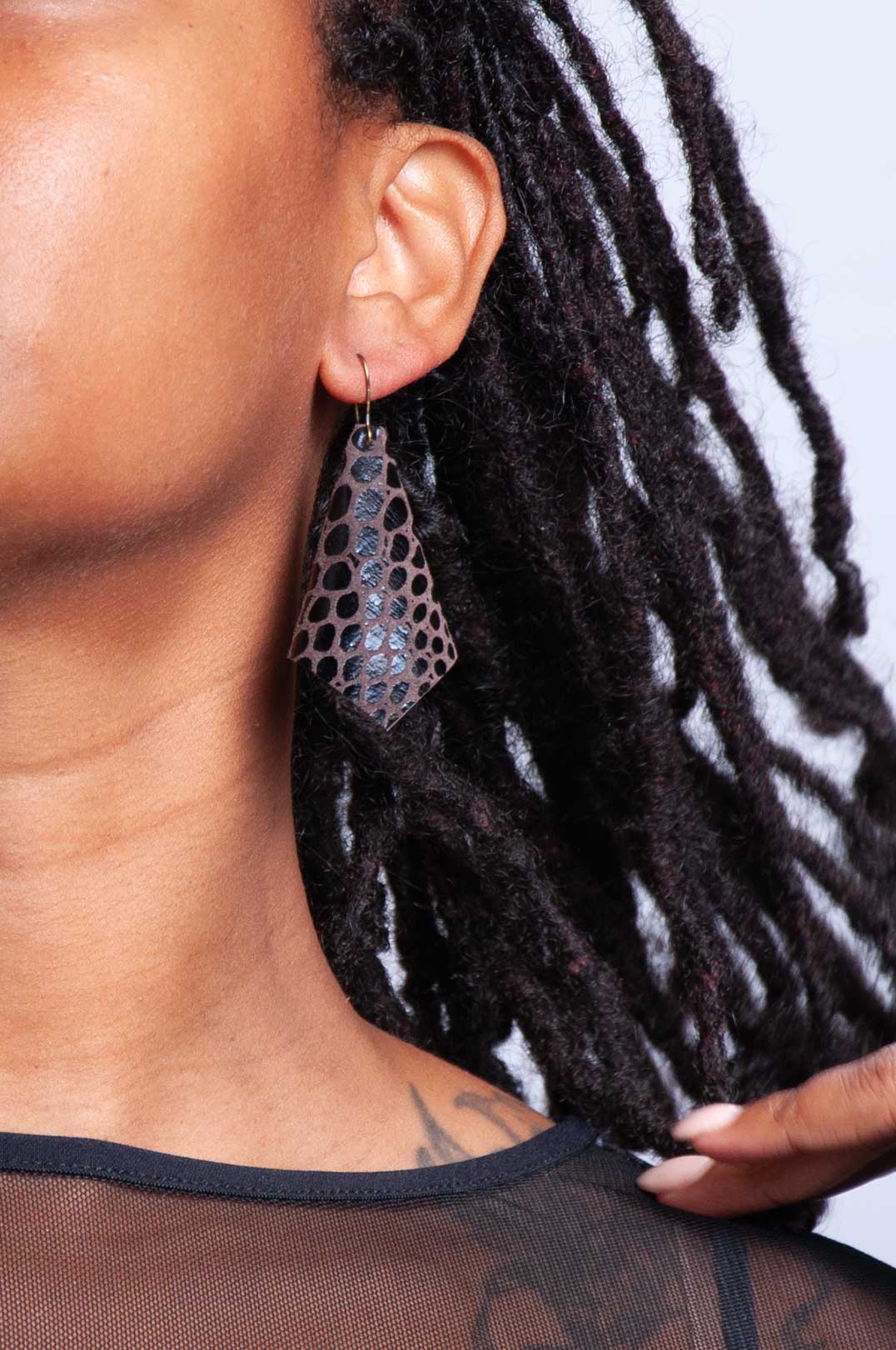 Mini Scarflette Earrings - Black/Brown Snake