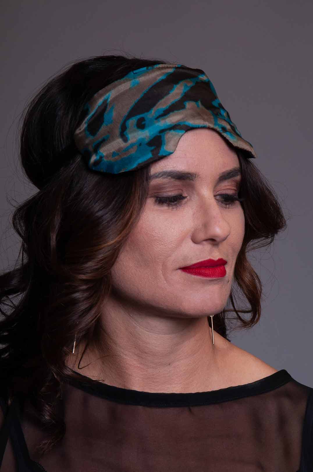 Eye Mask - Teal Leopard Silk