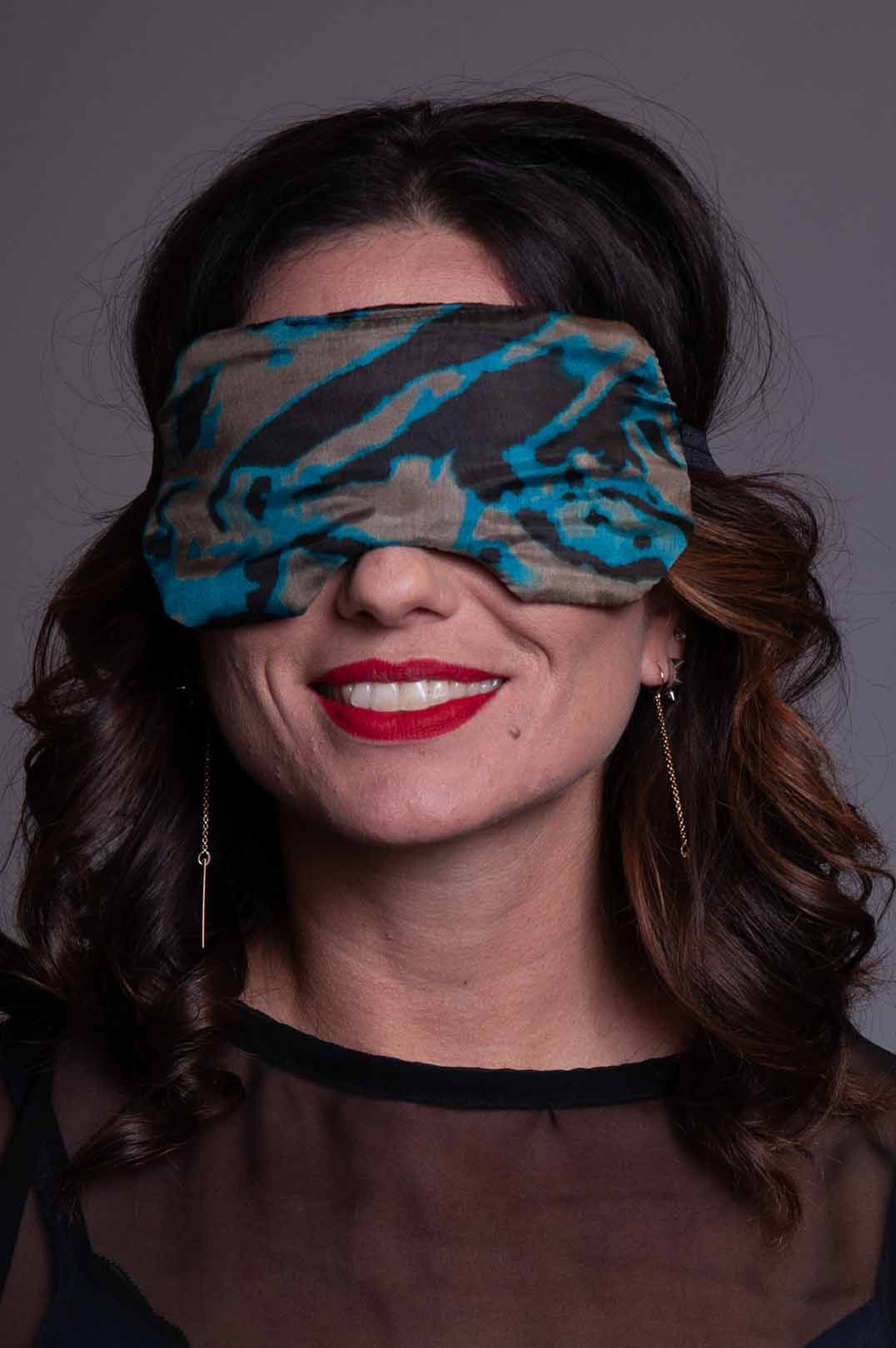 Eye Mask - Teal Leopard Silk