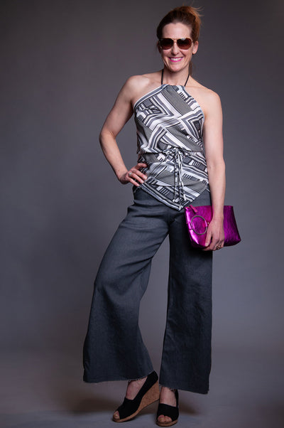 Silk Scarf Top - Linear Loveliness