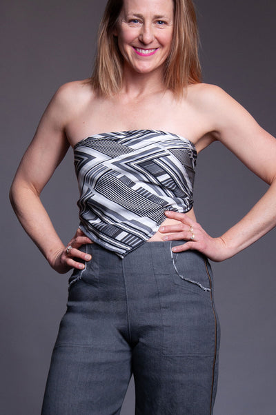 Silk Scarf Top - Linear Loveliness