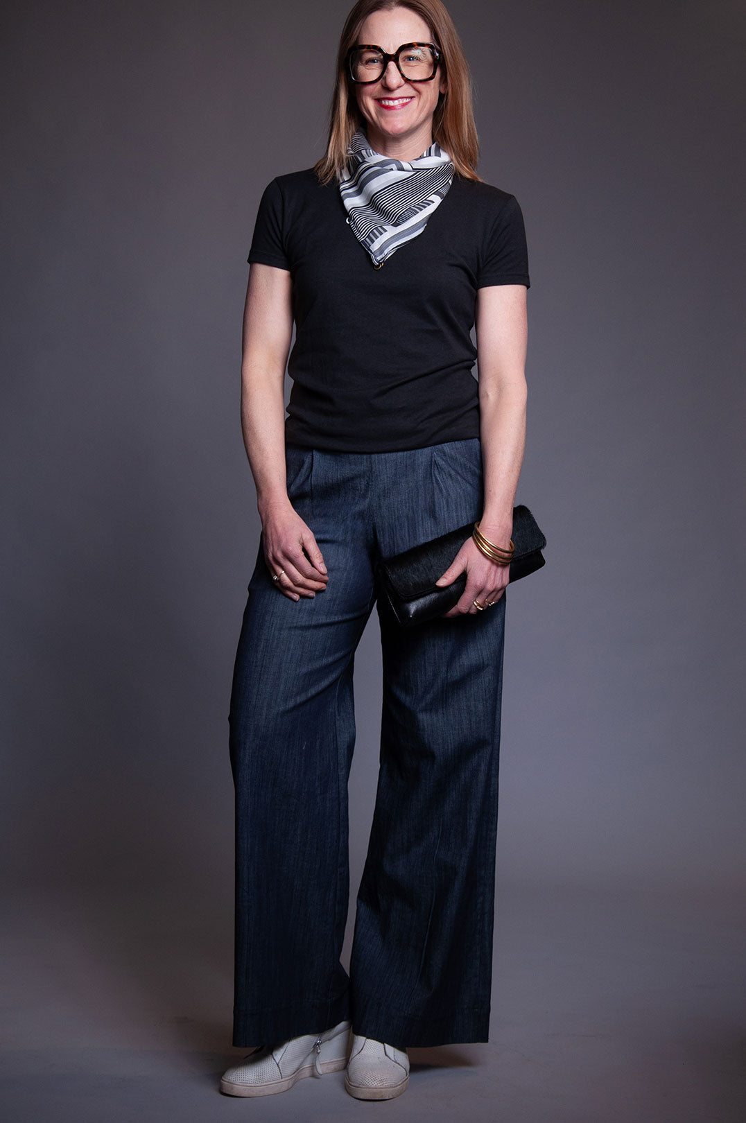 Silk Scarf Top - Linear Loveliness