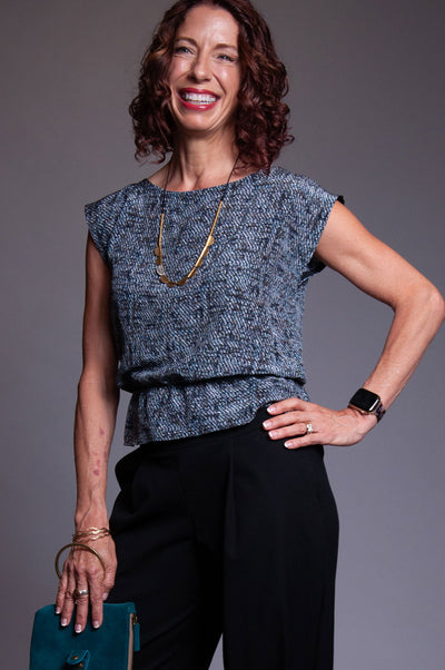 Sleeveless Kiko Silk Top - Blue Light Special