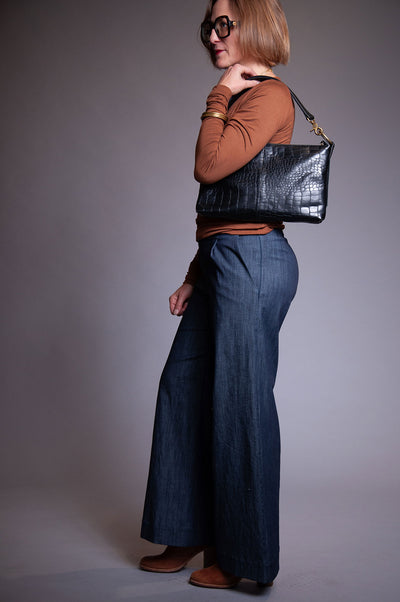 Slouchy bag - Black Embossed Croc