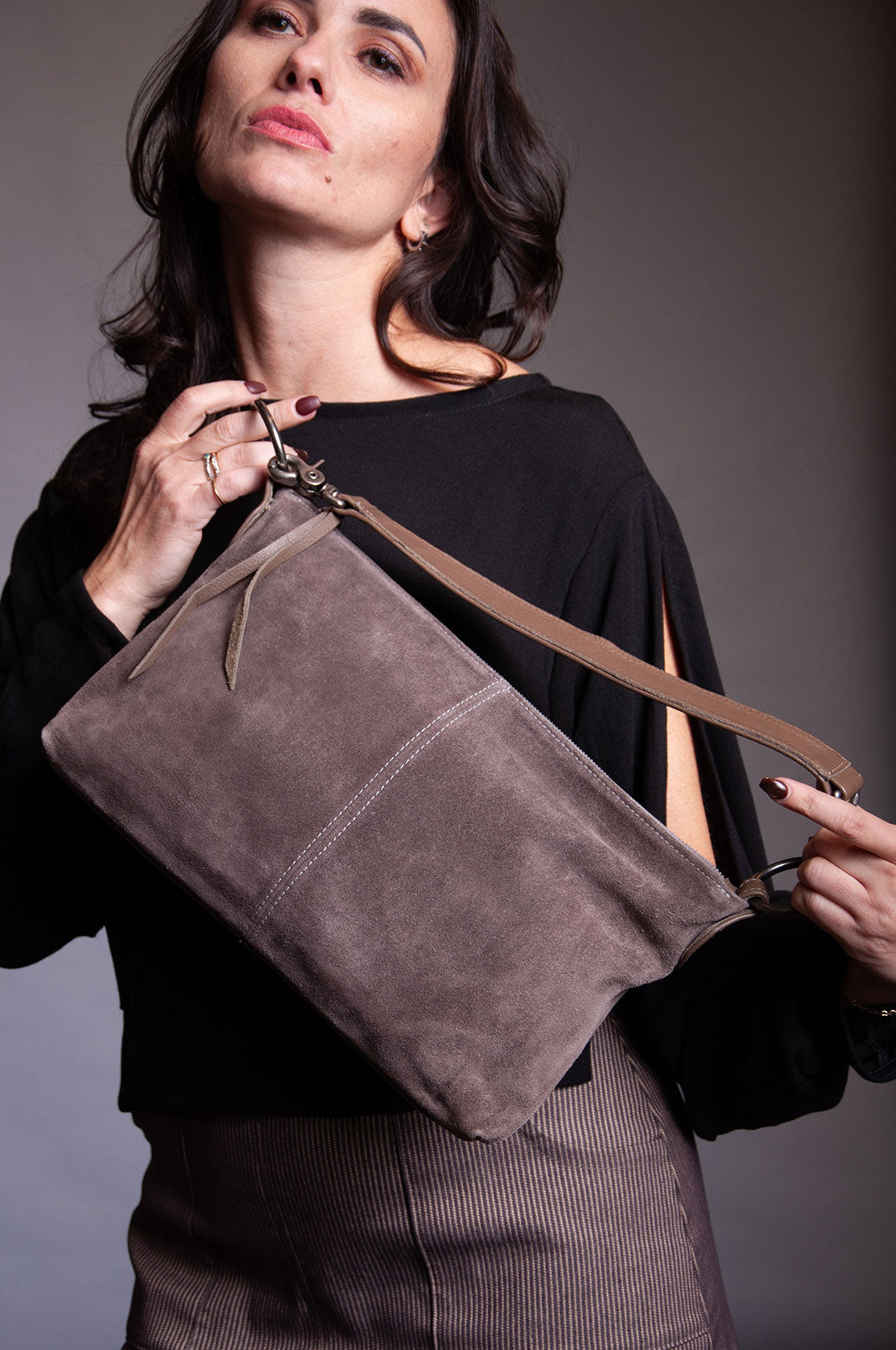 Slouchy bag - Grey Suede