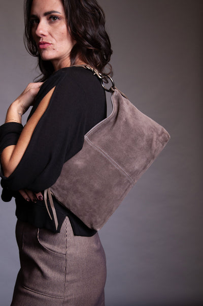 Slouchy bag - Grey Suede