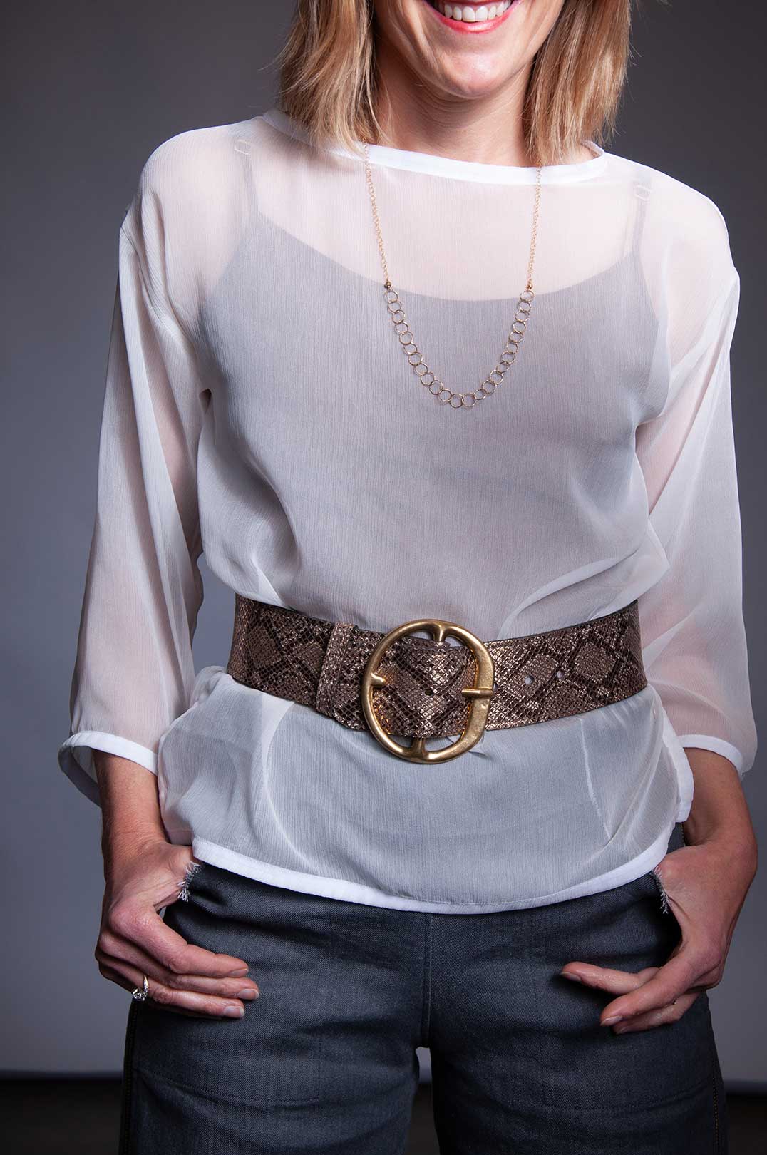 Studded Chunky Waist Belt - Gold Snake