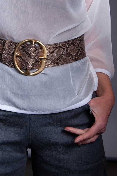 Studded Chunky Waist Belt - Gold Snake