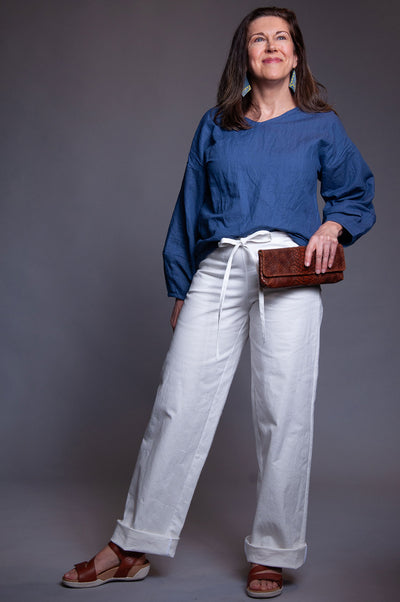 Super Sleeve Linen Top - Faded Royal Blue