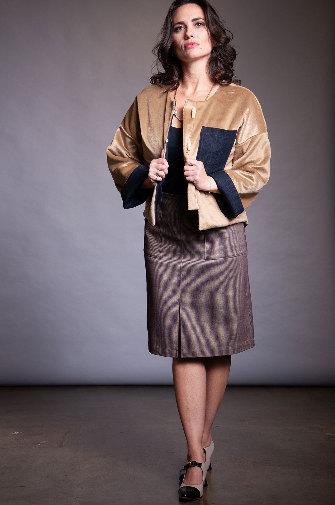 Throw Back Skirt - Chocolate Stripe