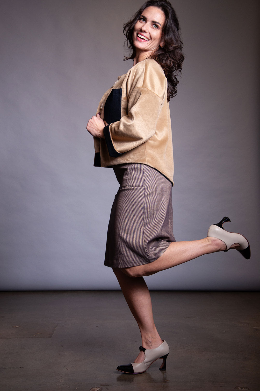 Throw Back Skirt - Chocolate Stripe