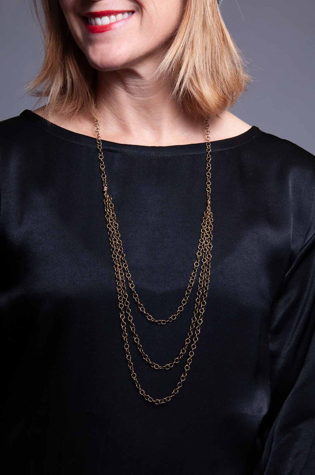 Triple Strand Necklace - Mid-weight Brass