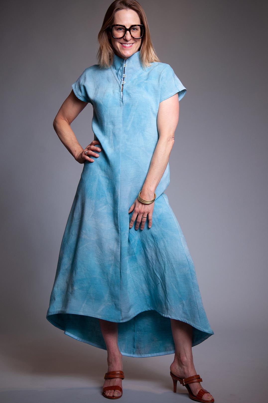 Updraft Linen Dress - Varigated Turquoise