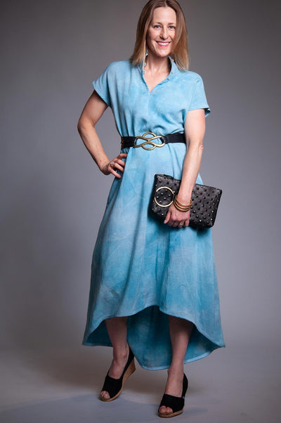 Updraft Linen Dress - Varigated Turquoise