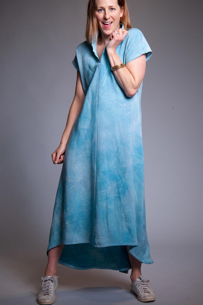 Updraft Linen Dress - Varigated Turquoise