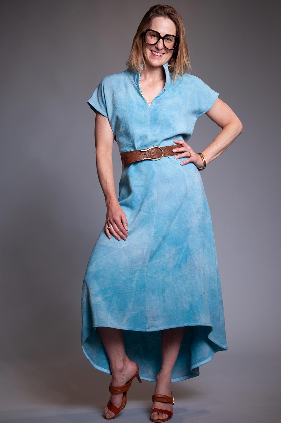 Updraft Linen Dress - Varigated Turquoise