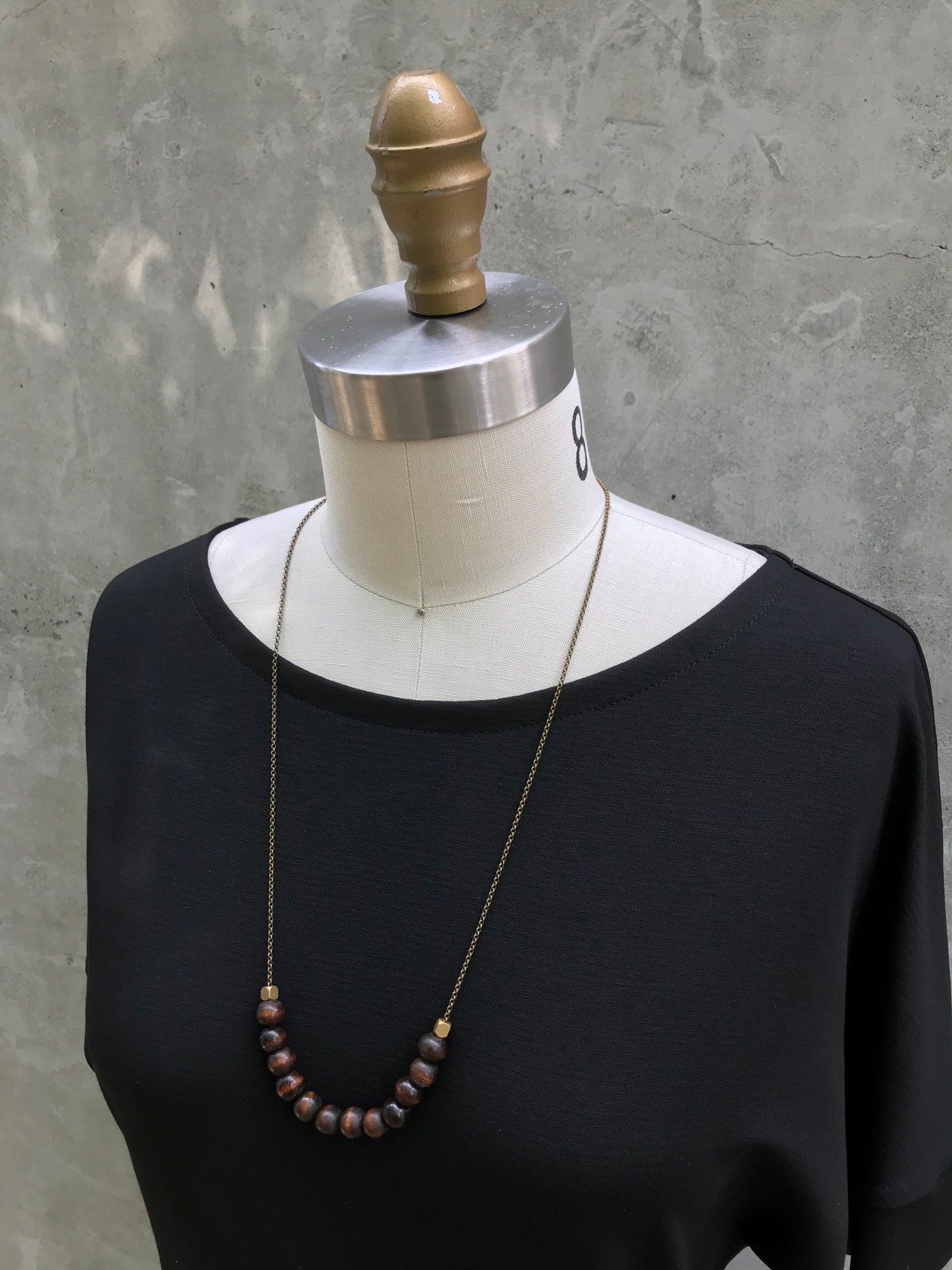 Strung Along Necklace - Brass and Wood