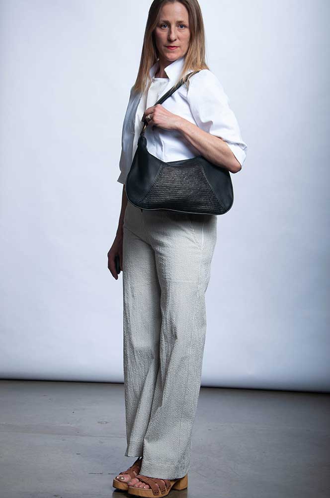 Hobo Bag - Black with Woven