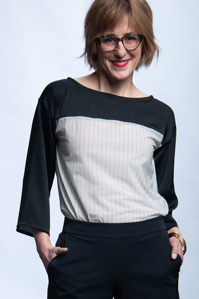 Office and Out Top - Cream Stripe