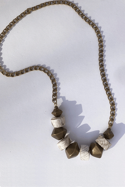 Shape Shifter Necklace - Brass and Shell